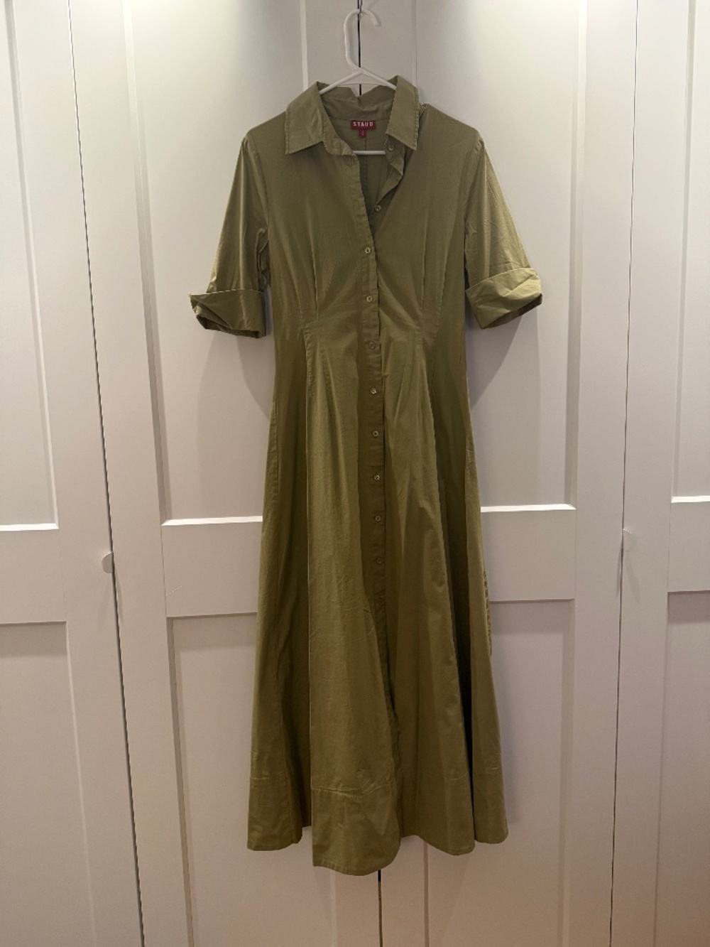 Staud Joan Maxi Dress in Sage Green